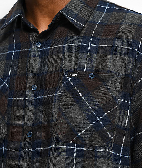 Matix Sycamore Charcoal & Navy Flannel Shirt | Zumiez