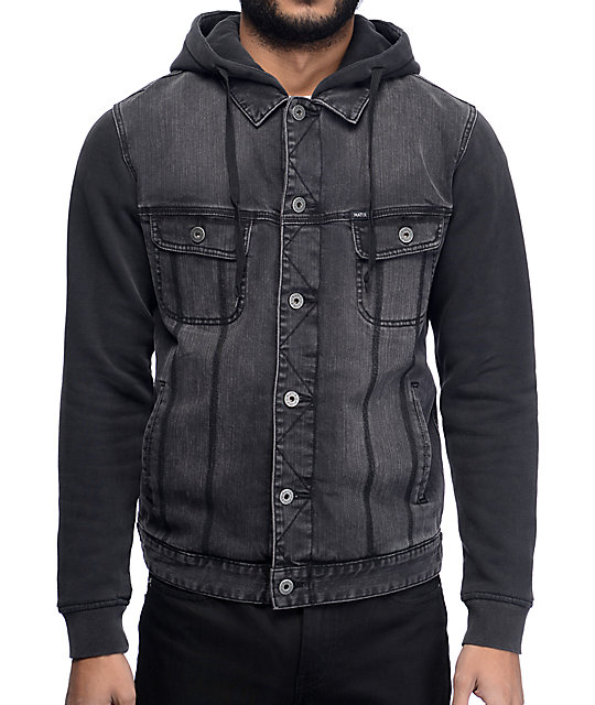 Matix Union Trucker Black & Charcoal Denim Fleece Jacket | Zumiez