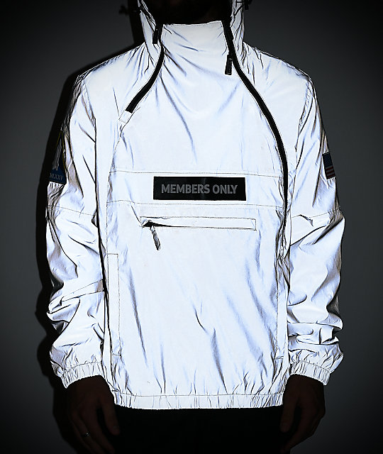 Members Only Space Suit Silver Reflective Pullover Jacket Zumiez