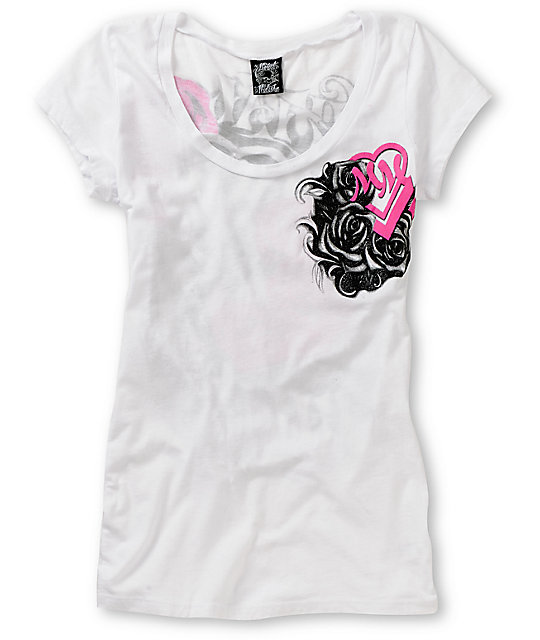 Metal Mulisha Conspiracy White Scoop Neck T-Shirt at Zumiez : PDP