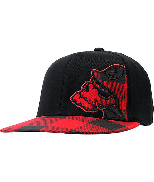 red and black hat