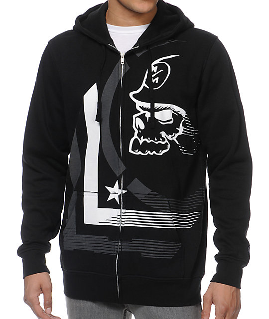 black and white zip up hoodie