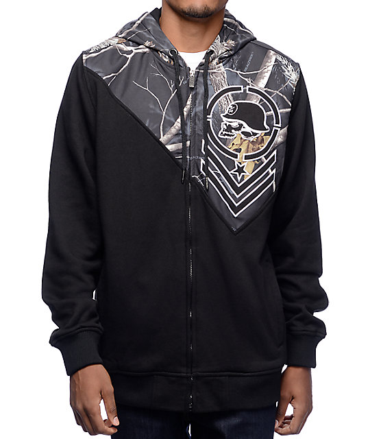 Metal Mulisha Hidden Zip Real Tree Black Zip Up Hoodie | Zumiez