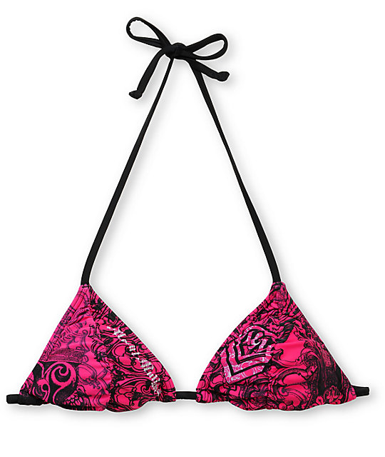 Metal Mulisha Trials Shirred Pink Triangle Bikini Top | Zumiez