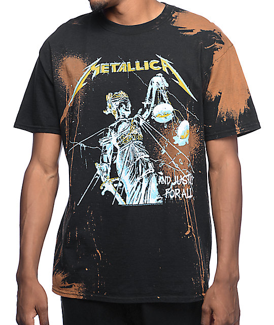 Metallica Justice Bleached Black T-Shirt | Zumiez
