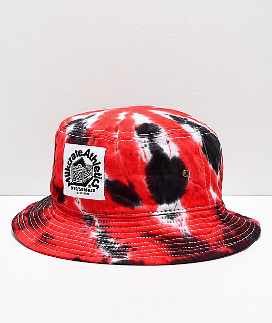 Milkcrate Chi Tie Dye Red, Black & White Bucket Hat Zumiez