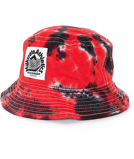 red and black bucket hat