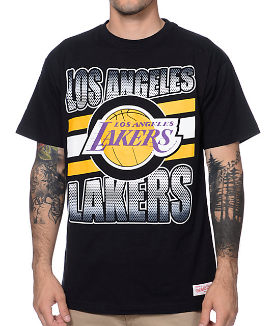 Mitchell and Ness Los Angeles Lakers Grad Black T-Shirt | Zumiez
