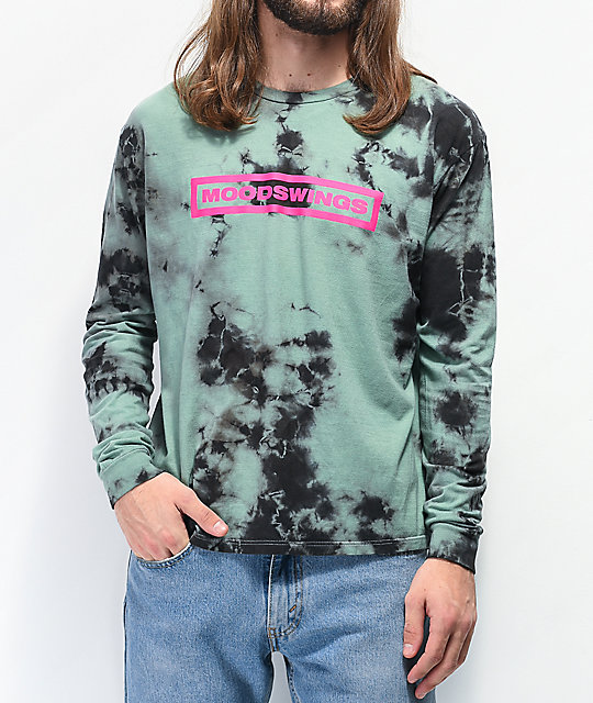 Moodswings Rated M Black & Green Tie Dye Long Sleeve T ...