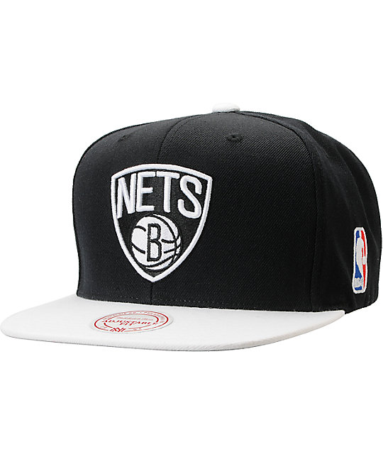 NBA Mitchell and Ness Brooklyn Nets 2Tone Black Snapback Hat | Zumiez