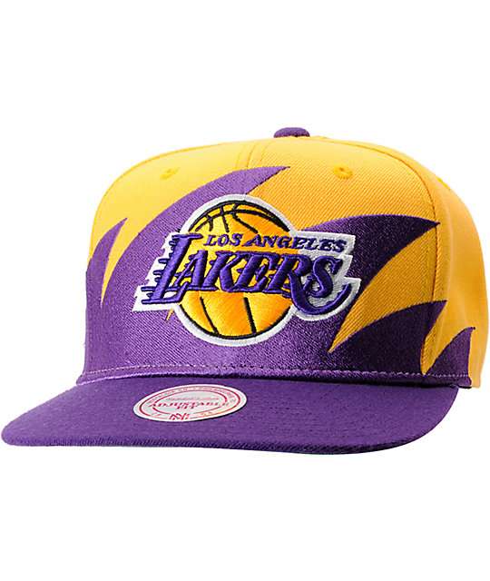 NBA Mitchell and Ness Los Angeles Lakers Sharktooth Snapback Hat | Zumiez