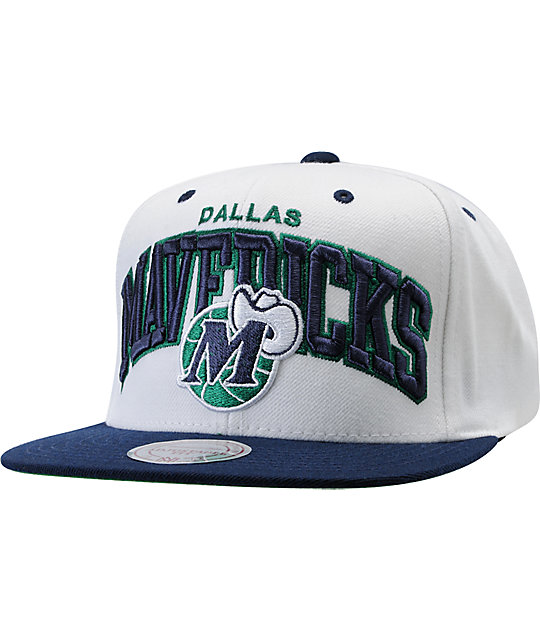 NBA Mitchell and Ness Mavericks White Arch Snapback Hat ...