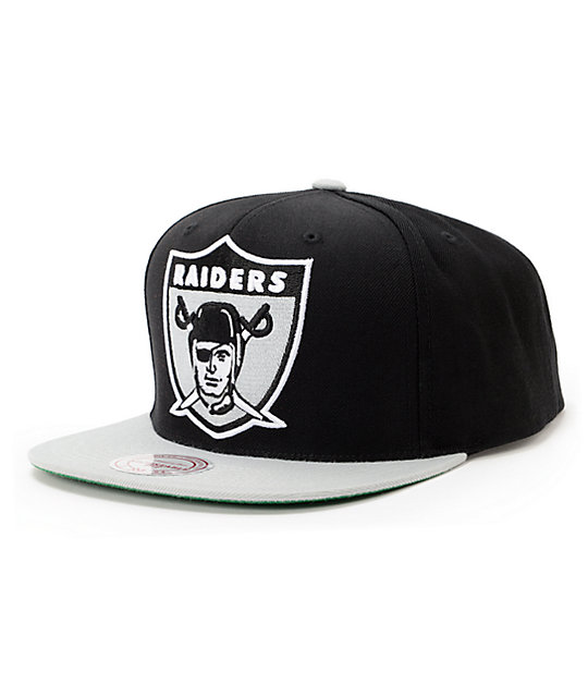 NFL Mitchell and Ness Raiders XL Logo 2Tone Black Snapback Hat | Zumiez
