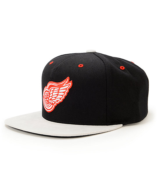 NHL Mitchell and Ness Red Wings Grey Cord Visor Strapback Hat | Zumiez