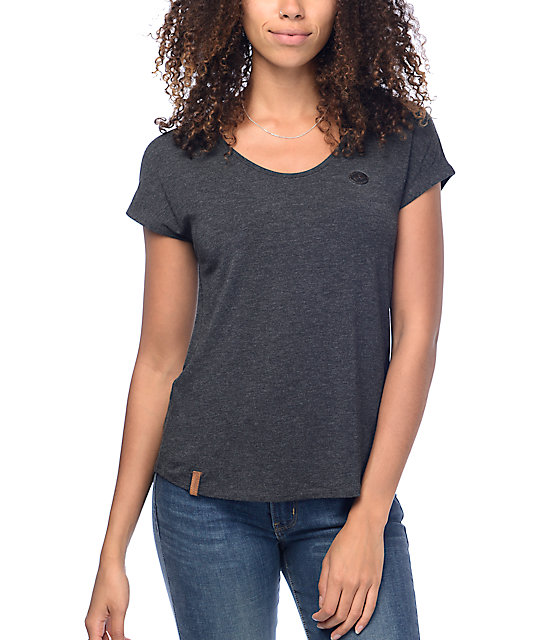 Naketano Falscher Smiley W T shirt grey heather Naketano Falscher Smiley W T shirt grey heather