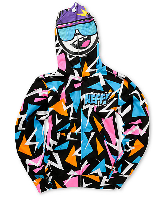 Multicolored Full Zip Face Mask Hoodie 