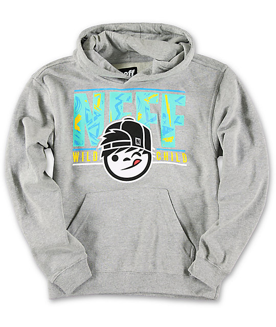 Neff Boys Wild Kenni Grey & Teal Pullover Hoodie | Zumiez