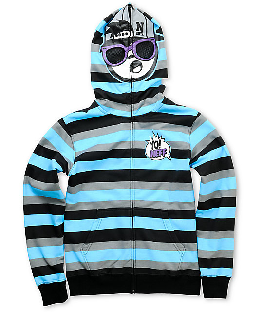 Neff Boys Yo Neff! Blue Stripe Full Zip Face Mask Hoodie | Zumiez