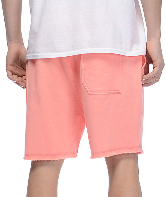 mens pink sweat shorts