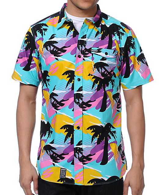 Neff Mr Palms Hawaiian Print Button Up Shirt | Zumiez