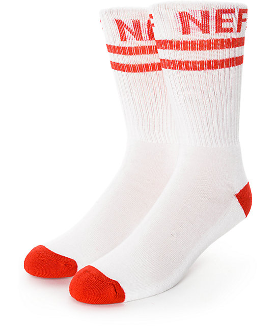 Neff Promo White & Red Crew Socks | Zumiez