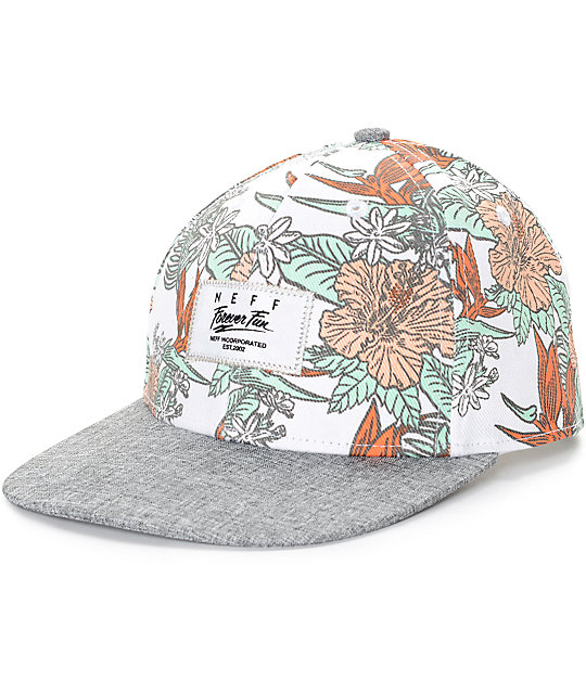 white floral hat