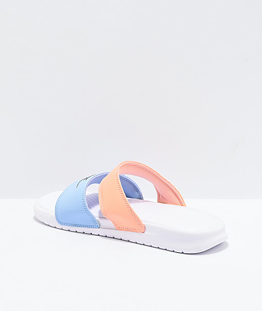 peach nike slides