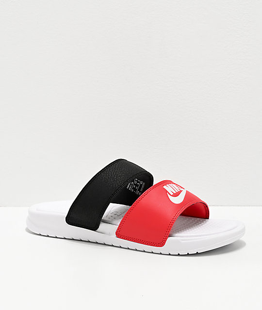 nike red benassi slides