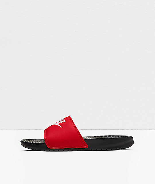 nike benassi jdi black red