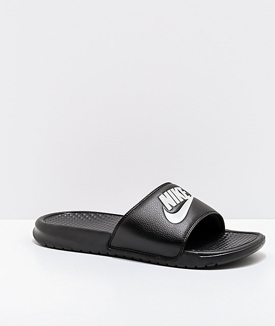 nike white and black slides