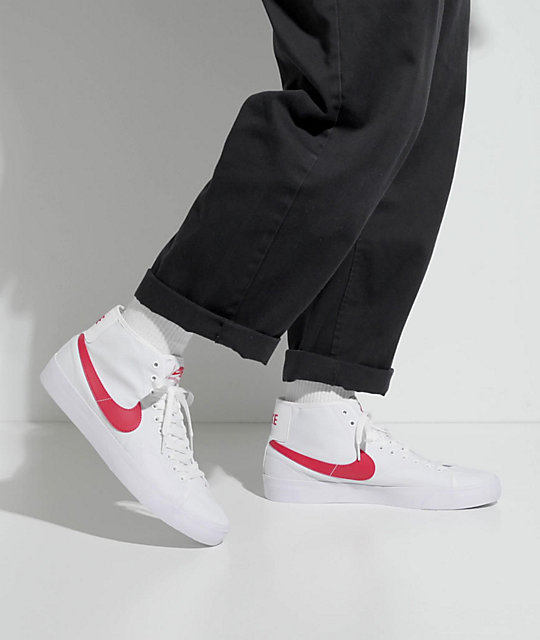 nike mid red and white