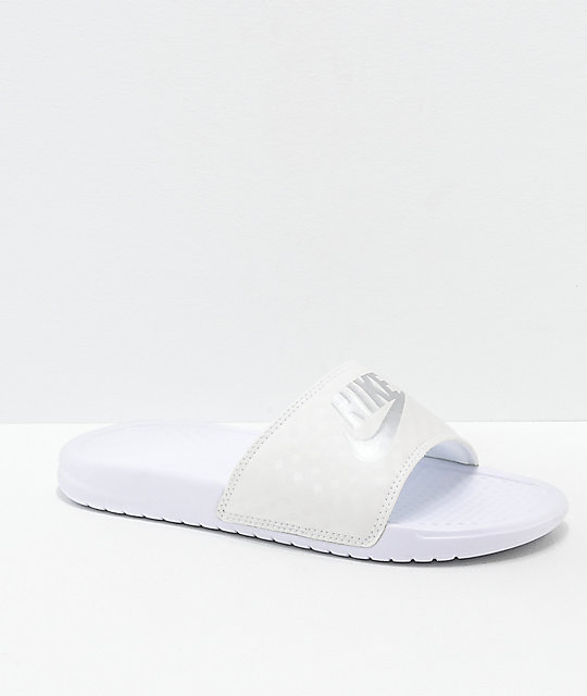 all white nike slides