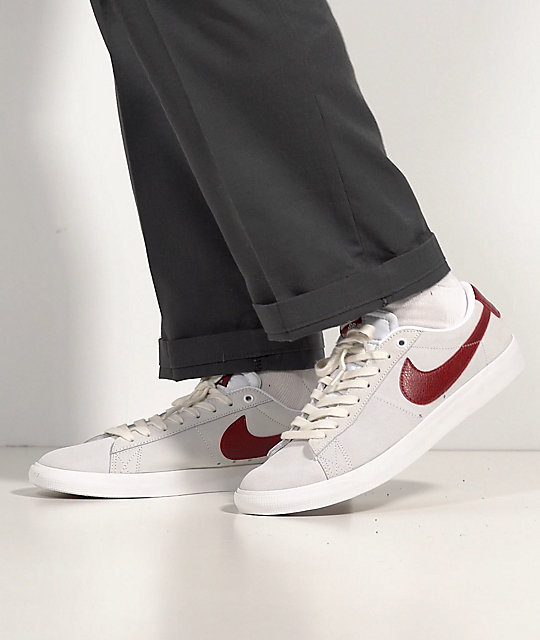 Nike SB Blazer Low GT White & Team Red Skate Shoes | Zumiez