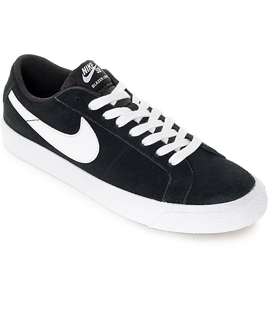 Nike SB Blazer Zoom Black & White Suede Skate Shoes