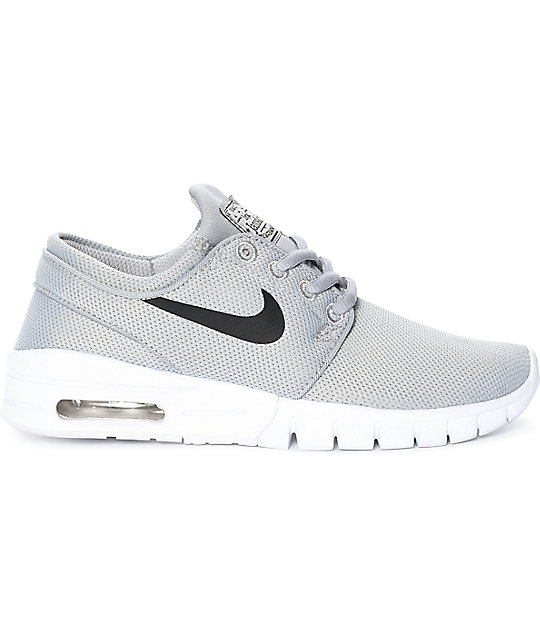 Nike SB Boys Janoski Air Max Wolf Grey & White Skate Shoes | Zumiez