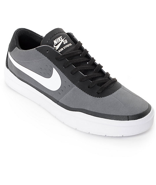 Nike SB Bruin Hyperfeel Dark Grey & White Skate Shoes | Zumiez