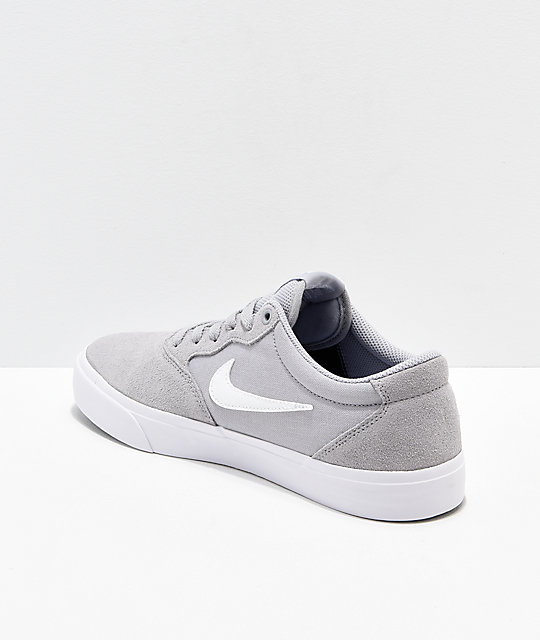 nike sb chron slr suede mix sneakers in white