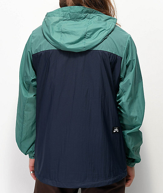 nike men's taping anorak teal pullover