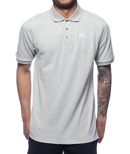 Nike SB Dri-Fit Pique Grey Polo Shirt