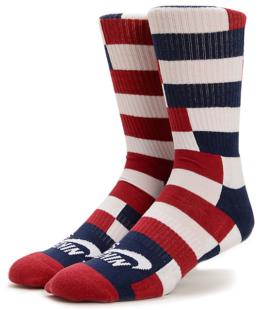 Nike SB Dri-Fit Red, White, & Navy Striped Crew Socks at Zumiez : PDP