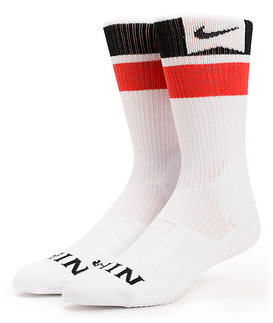 Nike SB Elite Dri-Fit White & Red Striped Crew Socks | Zumiez