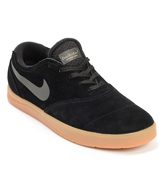 Nike SB Eric Koston 2 Lunarlon Black & Gum Skate Shoes | Zumiez