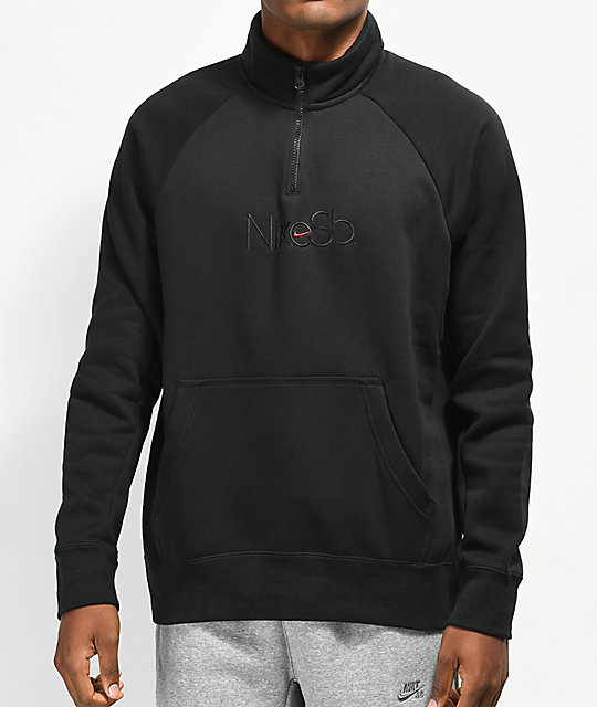 Download Nike SB Icon Half Zip Black Mock Sweatshirt | Zumiez