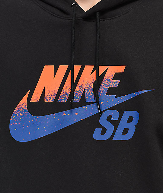 Nike SB Icon sudadera con capucha negra, naranja y azul | Zumiez