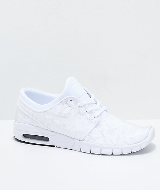 Nike SB Janoski Air Max All White Skate Shoes | Zumiez