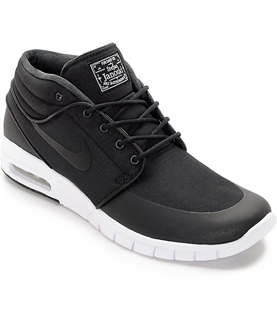 Nike SB Janoski Air Max Mid Black & White Skate Shoes Nike SB Janoski Air Max Mid Black & White Skate Shoes