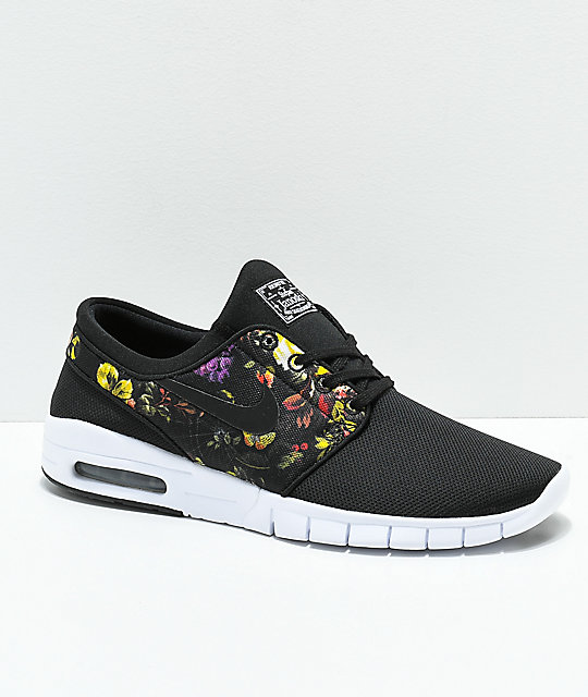 Nike SB Janoski Air Max zapatos en negro floral | Zumiez