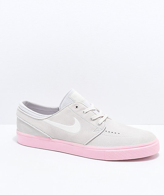 nike sb janoski grey & bubblegum pink suede skate shoes