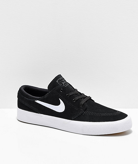 Nike SB Janoski RM Black & White Suede Skate Shoes | Zumiez.ca