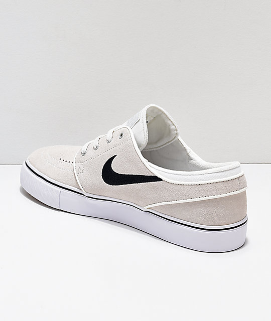 Nike SB Janoski Summit White & Black Suede Skate Shoes | Zumiez